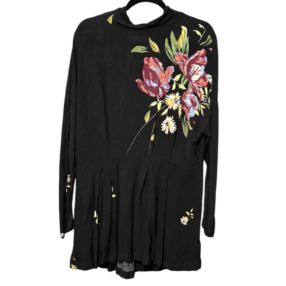 FREE PEOPLE Gemma Tunic Mini Dress Floral Print Tie Back Cutout Size Medium - Picture 4 of 10